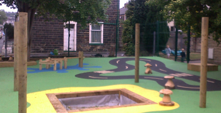 Sandpit in a wet pour surface